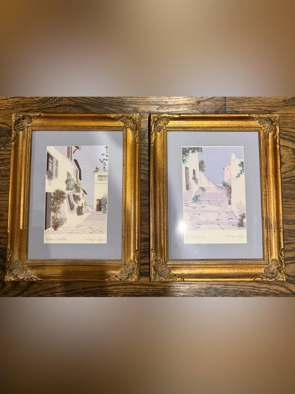 GIORGIO ZUPPINI Vintage La Scalinata Signed Lithograph Italy Framed 11x14 #080